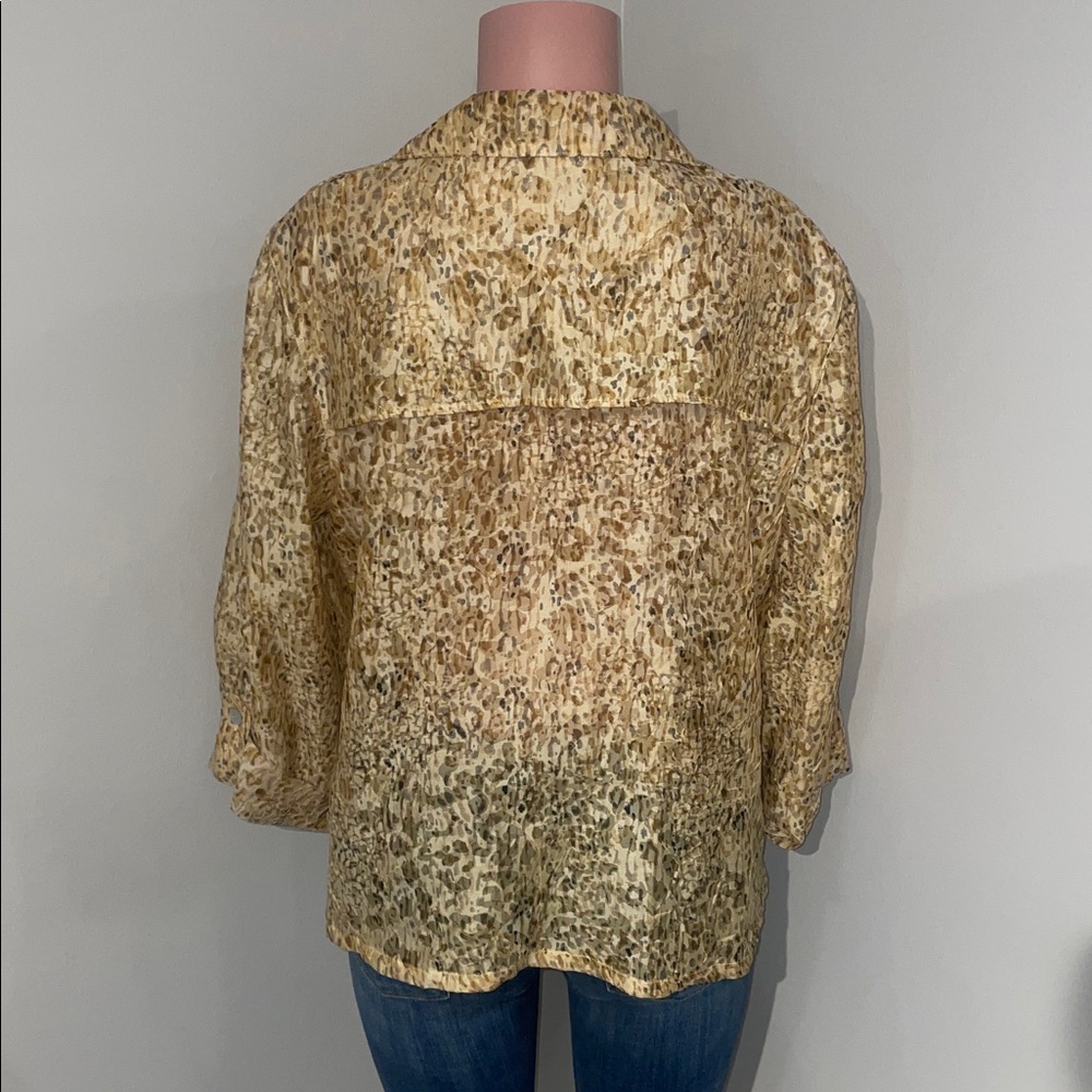 Ruby Rd Leopard Print Sheer Button-Up Blouse - image 2